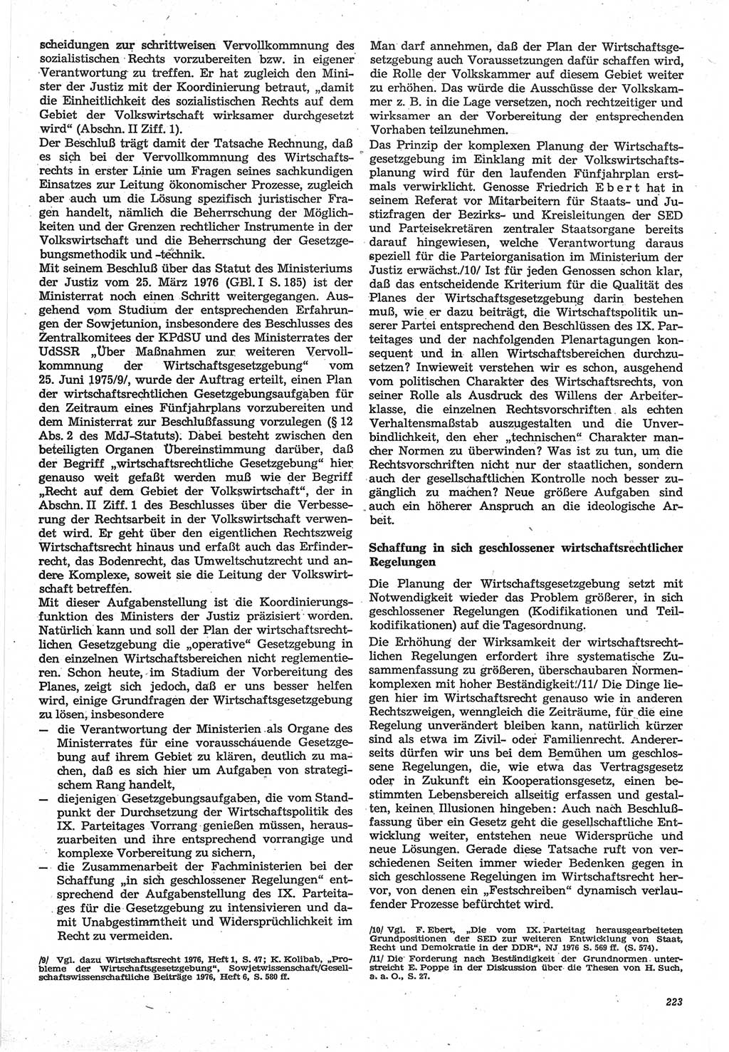 Neue Justiz (NJ), Zeitschrift für Recht und Rechtswissenschaft-Zeitschrift, sozialistisches Recht und Gesetzlichkeit, 31. Jahrgang 1977, Seite 223 (NJ DDR 1977, S. 223)