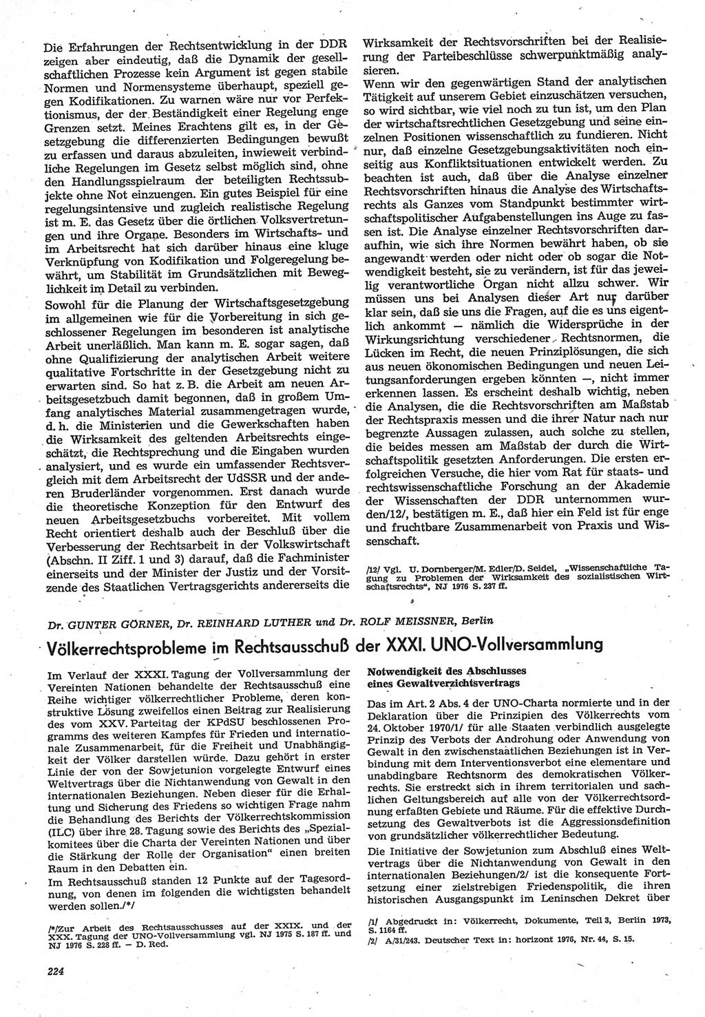 Neue Justiz (NJ), Zeitschrift für Recht und Rechtswissenschaft-Zeitschrift, sozialistisches Recht und Gesetzlichkeit, 31. Jahrgang 1977, Seite 224 (NJ DDR 1977, S. 224)