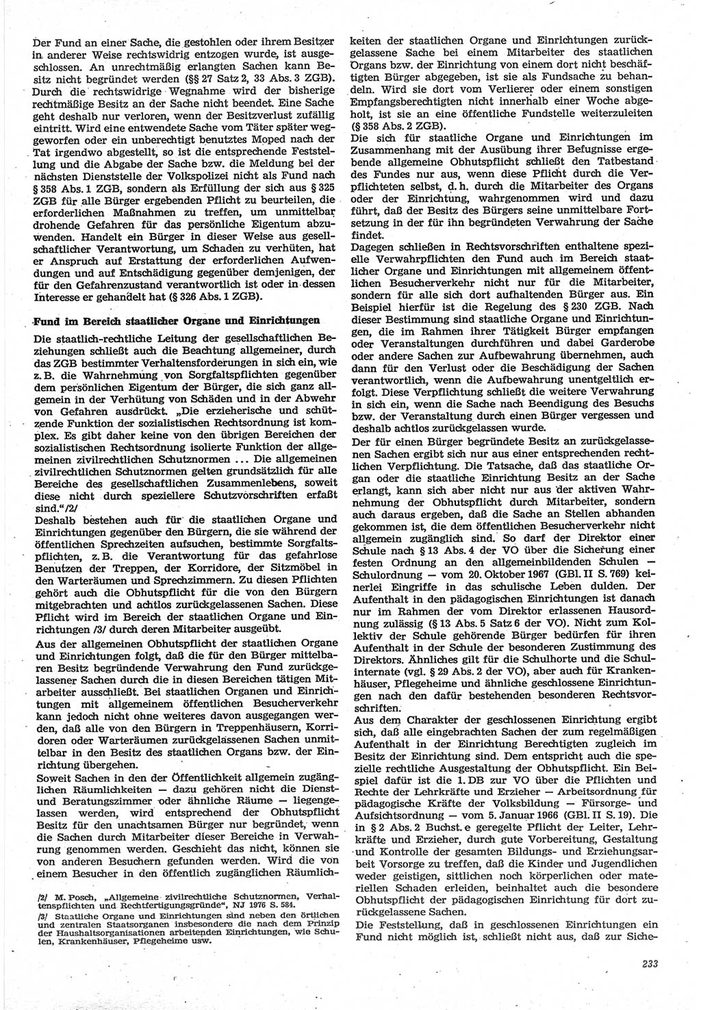 Neue Justiz (NJ), Zeitschrift für Recht und Rechtswissenschaft-Zeitschrift, sozialistisches Recht und Gesetzlichkeit, 31. Jahrgang 1977, Seite 233 (NJ DDR 1977, S. 233)