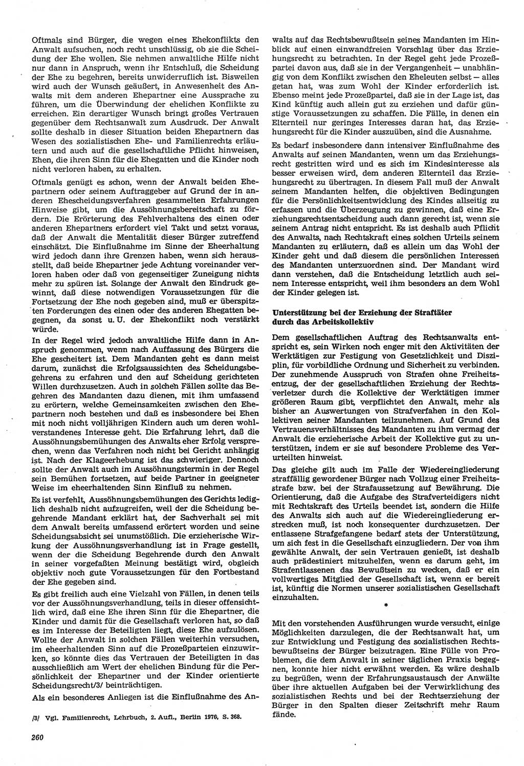 Neue Justiz (NJ), Zeitschrift für Recht und Rechtswissenschaft-Zeitschrift, sozialistisches Recht und Gesetzlichkeit, 31. Jahrgang 1977, Seite 260 (NJ DDR 1977, S. 260)