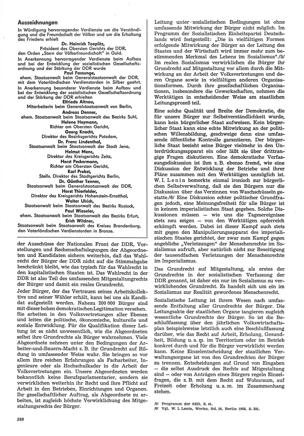 Neue Justiz (NJ), Zeitschrift für Recht und Rechtswissenschaft-Zeitschrift, sozialistisches Recht und Gesetzlichkeit, 31. Jahrgang 1977, Seite 286 (NJ DDR 1977, S. 286)