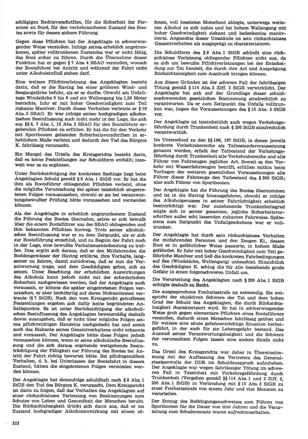 Neue Justiz (NJ), Zeitschrift für Recht und Rechtswissenschaft-Zeitschrift, sozialistisches Recht und Gesetzlichkeit, 31. Jahrgang 1977, Seite 312 (NJ DDR 1977, S. 312)