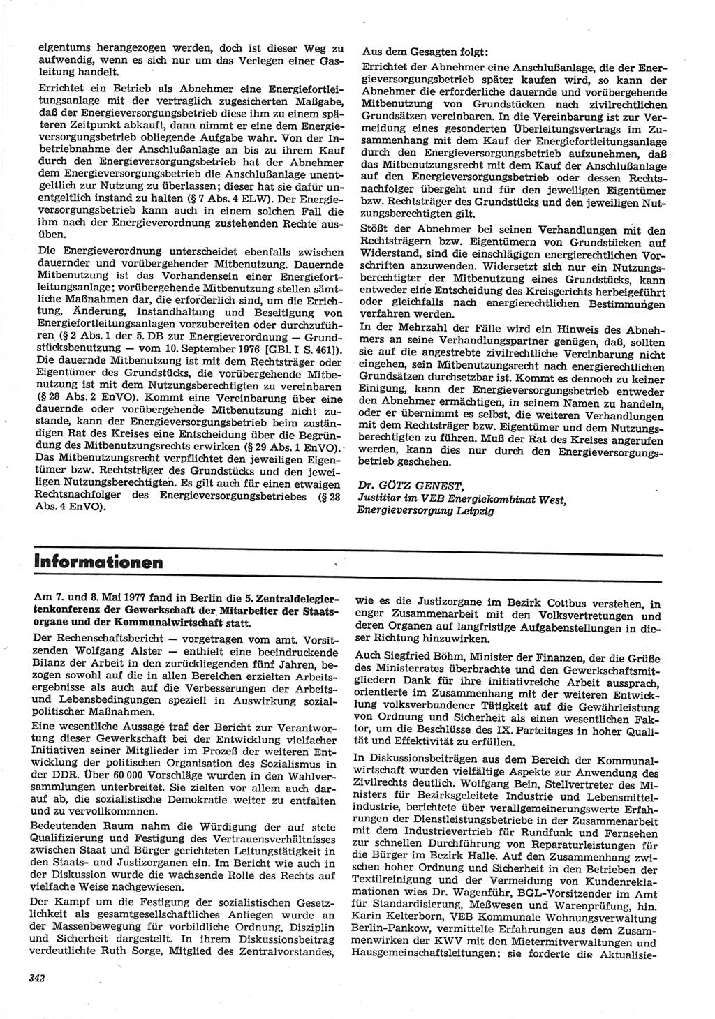 Neue Justiz (NJ), Zeitschrift für Recht und Rechtswissenschaft-Zeitschrift, sozialistisches Recht und Gesetzlichkeit, 31. Jahrgang 1977, Seite 342 (NJ DDR 1977, S. 342)