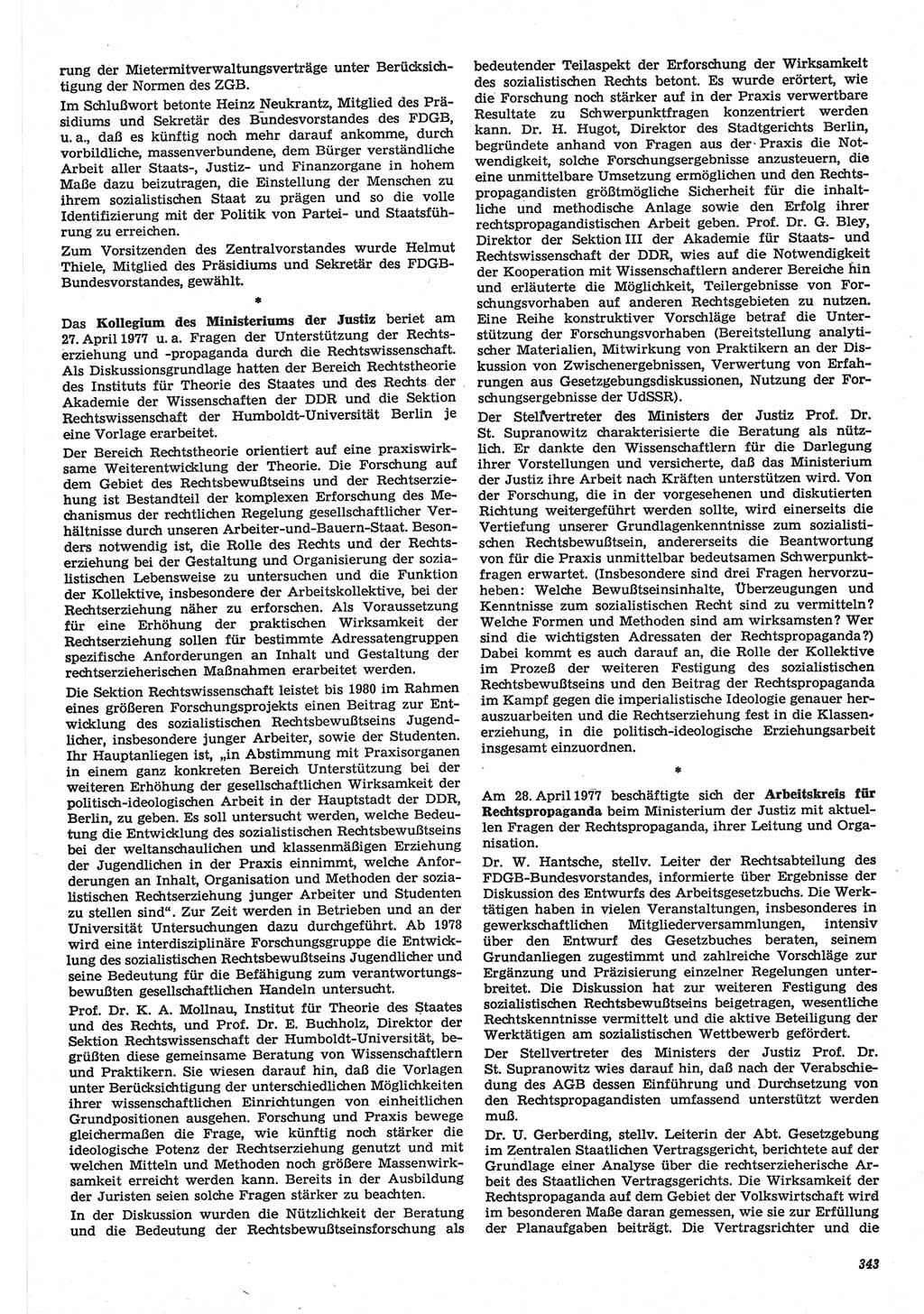 Neue Justiz (NJ), Zeitschrift für Recht und Rechtswissenschaft-Zeitschrift, sozialistisches Recht und Gesetzlichkeit, 31. Jahrgang 1977, Seite 343 (NJ DDR 1977, S. 343)