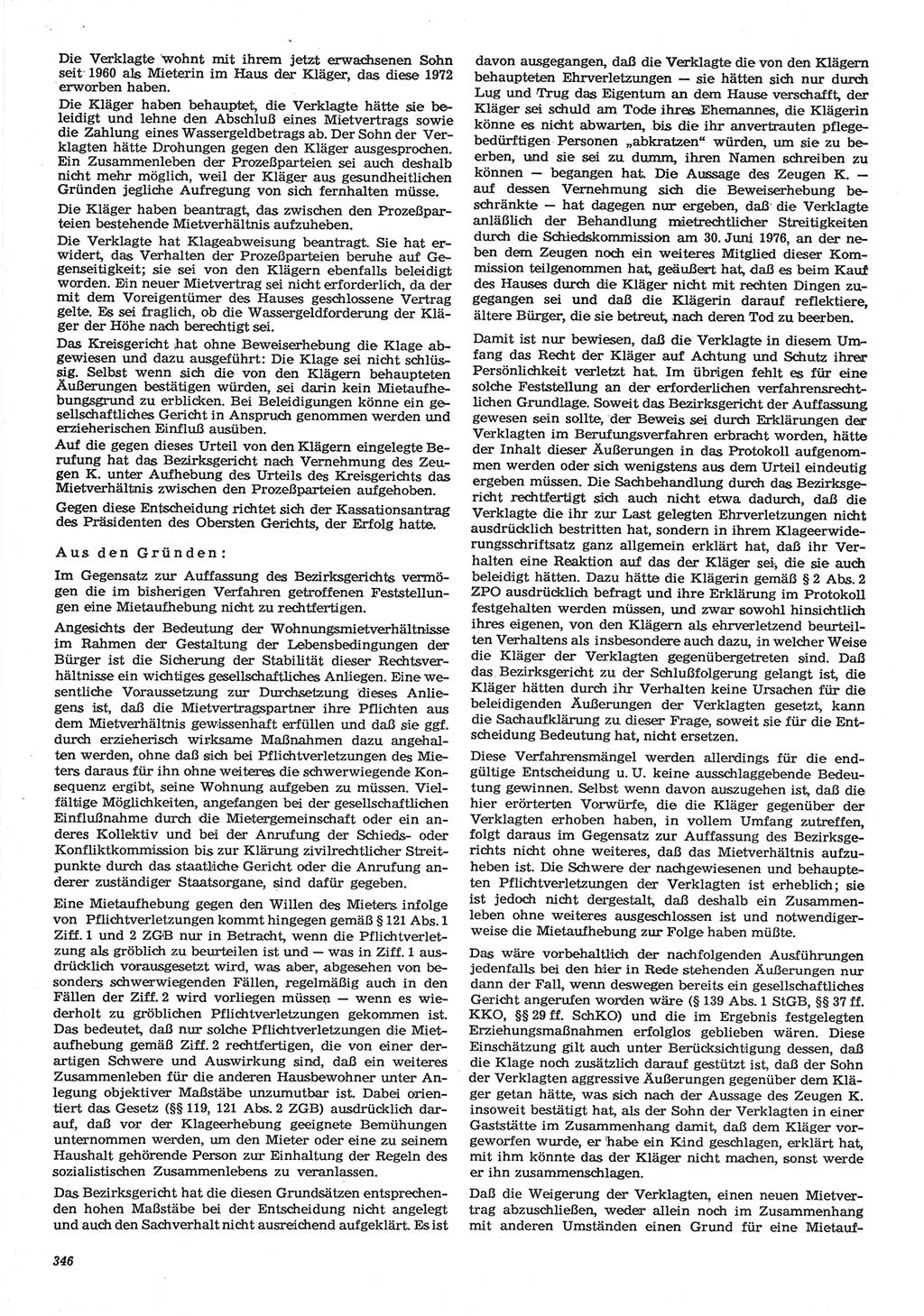 Neue Justiz (NJ), Zeitschrift für Recht und Rechtswissenschaft-Zeitschrift, sozialistisches Recht und Gesetzlichkeit, 31. Jahrgang 1977, Seite 346 (NJ DDR 1977, S. 346)