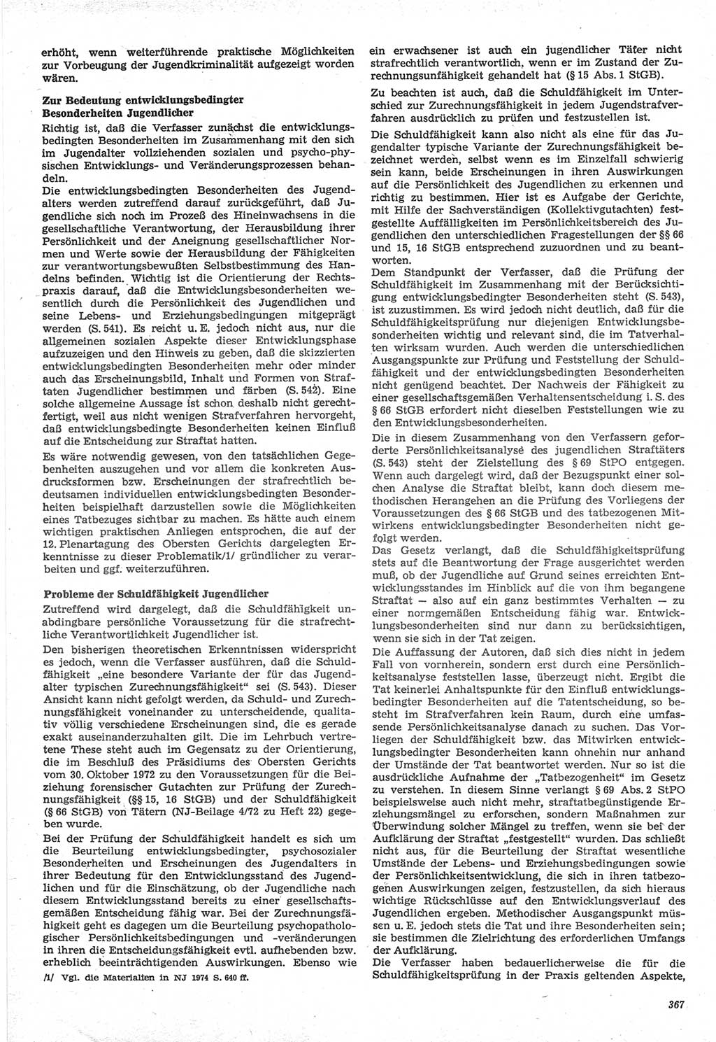 Neue Justiz (NJ), Zeitschrift für Recht und Rechtswissenschaft-Zeitschrift, sozialistisches Recht und Gesetzlichkeit, 31. Jahrgang 1977, Seite 367 (NJ DDR 1977, S. 367)