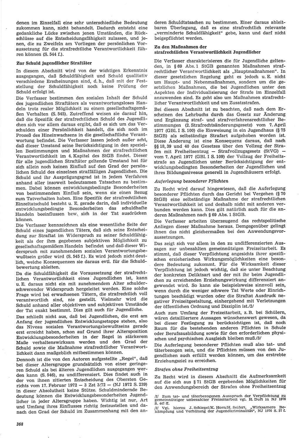 Neue Justiz (NJ), Zeitschrift für Recht und Rechtswissenschaft-Zeitschrift, sozialistisches Recht und Gesetzlichkeit, 31. Jahrgang 1977, Seite 368 (NJ DDR 1977, S. 368)