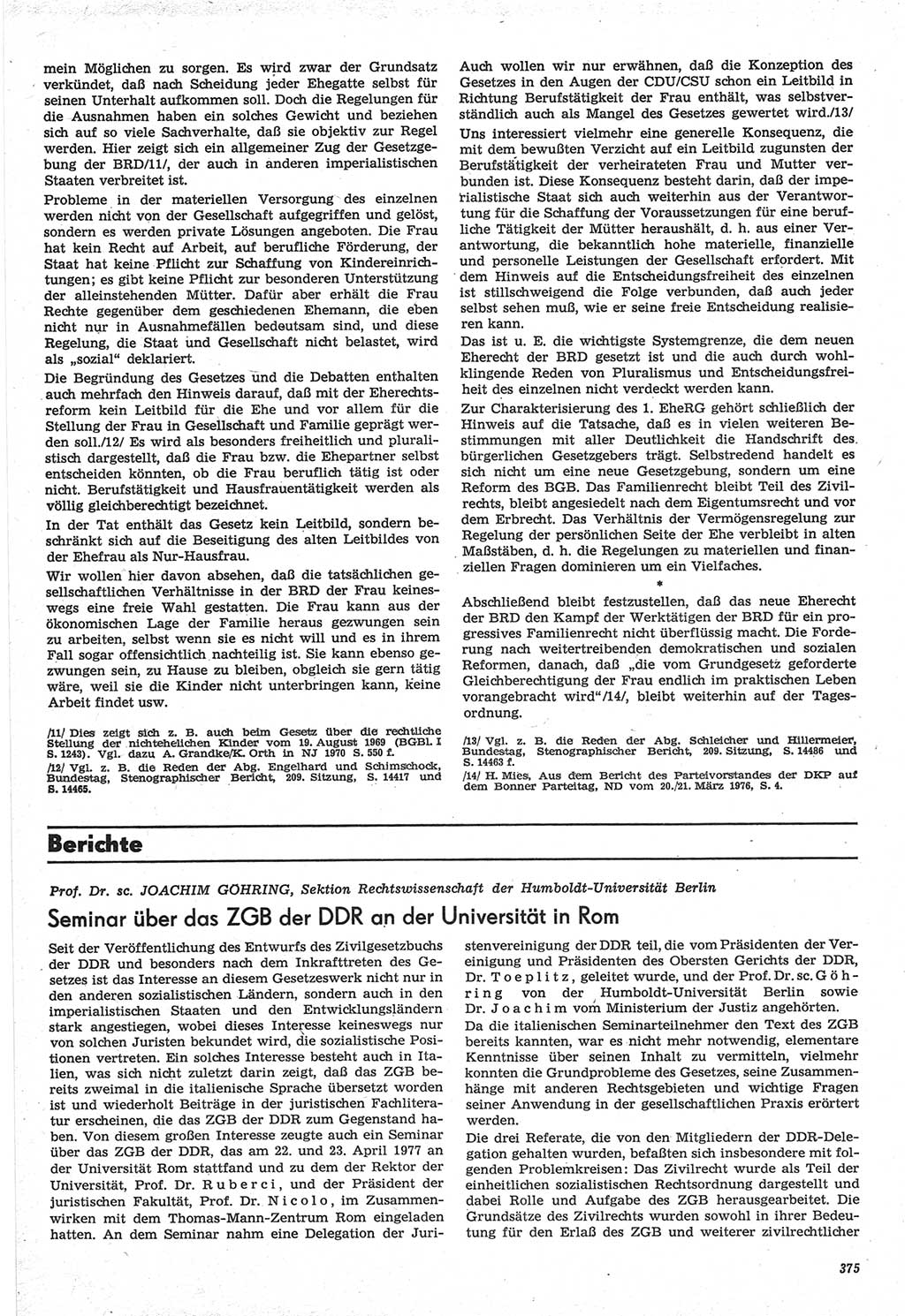 Neue Justiz (NJ), Zeitschrift für Recht und Rechtswissenschaft-Zeitschrift, sozialistisches Recht und Gesetzlichkeit, 31. Jahrgang 1977, Seite 375 (NJ DDR 1977, S. 375)