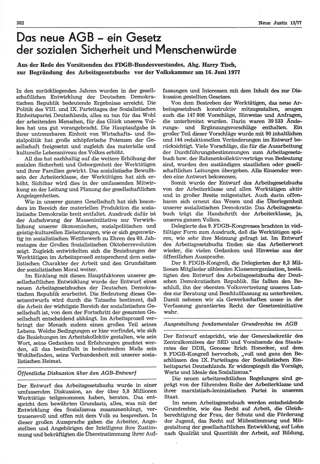 Neue Justiz (NJ), Zeitschrift für Recht und Rechtswissenschaft-Zeitschrift, sozialistisches Recht und Gesetzlichkeit, 31. Jahrgang 1977, Seite 382 (NJ DDR 1977, S. 382)