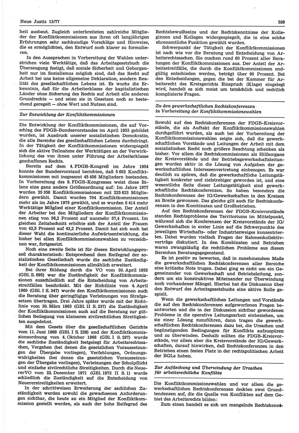 Neue Justiz (NJ), Zeitschrift für Recht und Rechtswissenschaft-Zeitschrift, sozialistisches Recht und Gesetzlichkeit, 31. Jahrgang 1977, Seite 389 (NJ DDR 1977, S. 389)