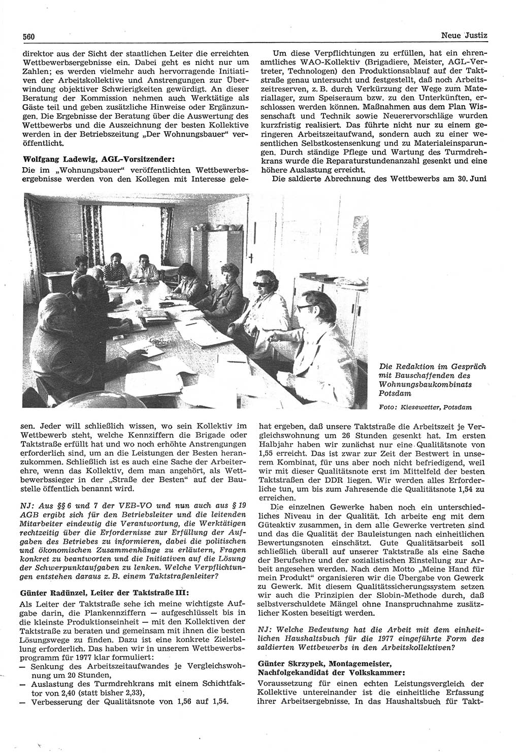Neue Justiz (NJ), Zeitschrift für Recht und Rechtswissenschaft-Zeitschrift, sozialistisches Recht und Gesetzlichkeit, 31. Jahrgang 1977, Seite 560 (NJ DDR 1977, S. 560)
