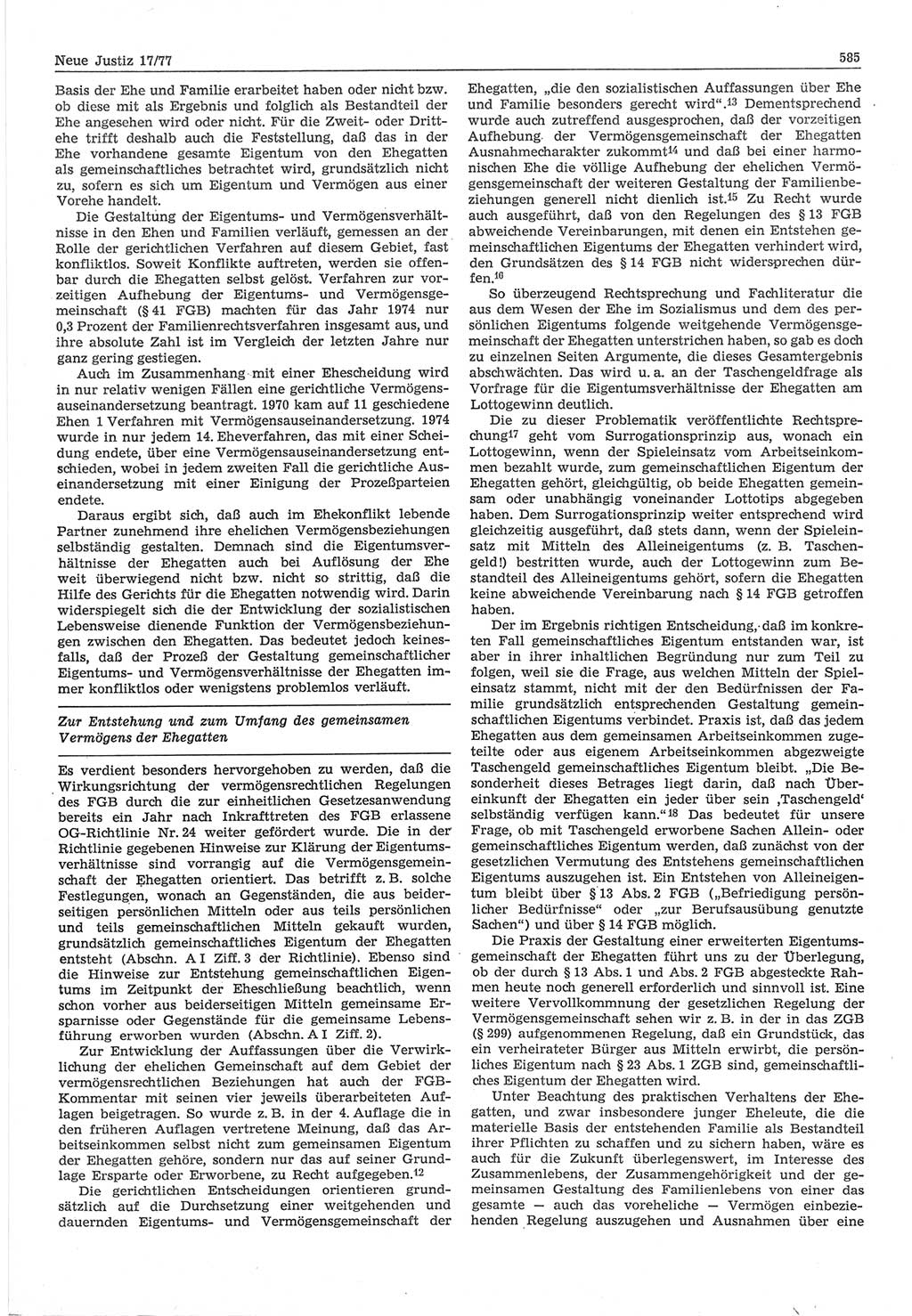 Neue Justiz (NJ), Zeitschrift für Recht und Rechtswissenschaft-Zeitschrift, sozialistisches Recht und Gesetzlichkeit, 31. Jahrgang 1977, Seite 585 (NJ DDR 1977, S. 585)