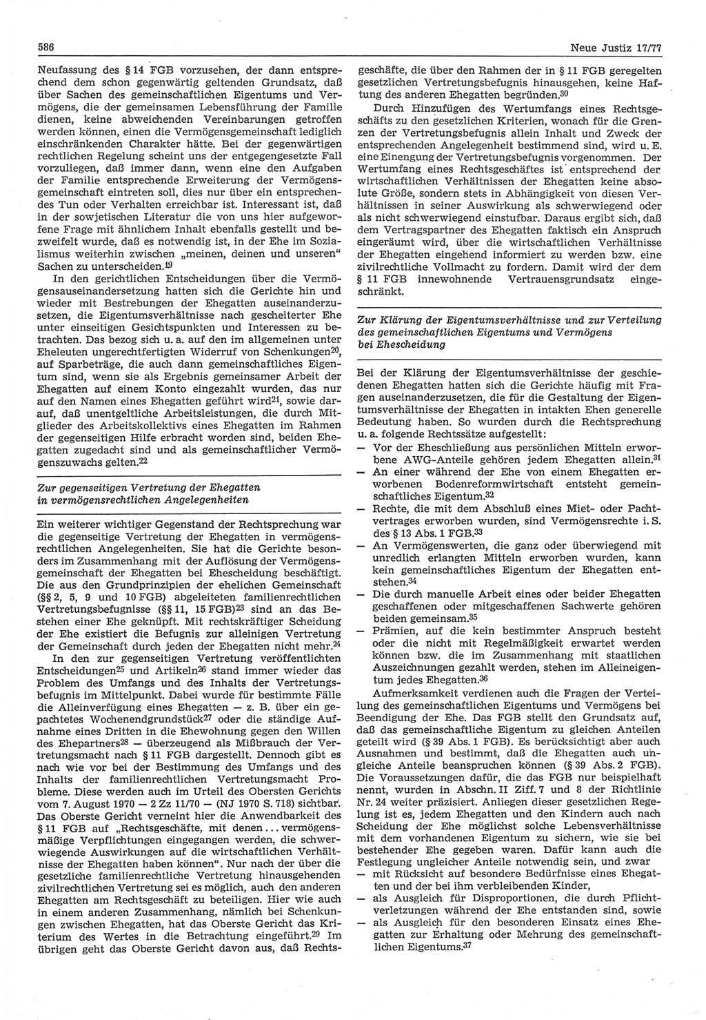 Neue Justiz (NJ), Zeitschrift für Recht und Rechtswissenschaft-Zeitschrift, sozialistisches Recht und Gesetzlichkeit, 31. Jahrgang 1977, Seite 586 (NJ DDR 1977, S. 586)