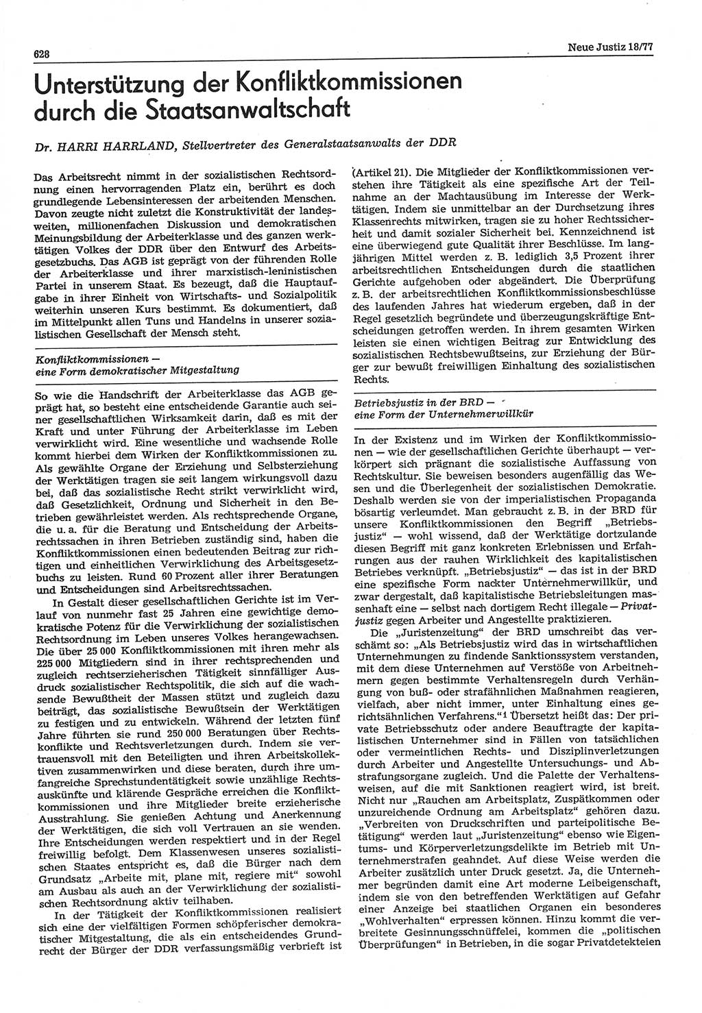 Neue Justiz (NJ), Zeitschrift für Recht und Rechtswissenschaft-Zeitschrift, sozialistisches Recht und Gesetzlichkeit, 31. Jahrgang 1977, Seite 628 (NJ DDR 1977, S. 628)