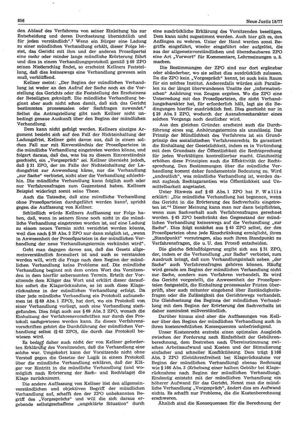 Neue Justiz (NJ), Zeitschrift für Recht und Rechtswissenschaft-Zeitschrift, sozialistisches Recht und Gesetzlichkeit, 31. Jahrgang 1977, Seite 656 (NJ DDR 1977, S. 656)
