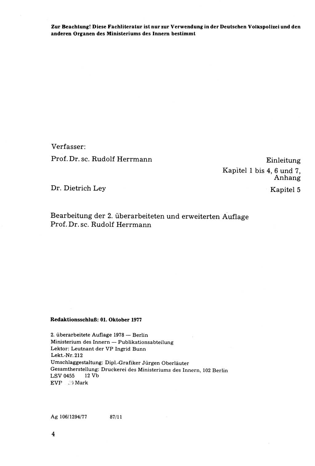 Der Abschluß des Ermittlungsverfahrens [Deutsche Demokratische Republik (DDR)] 1978, Seite 4 (Abschl. EV DDR 1978, S. 4)