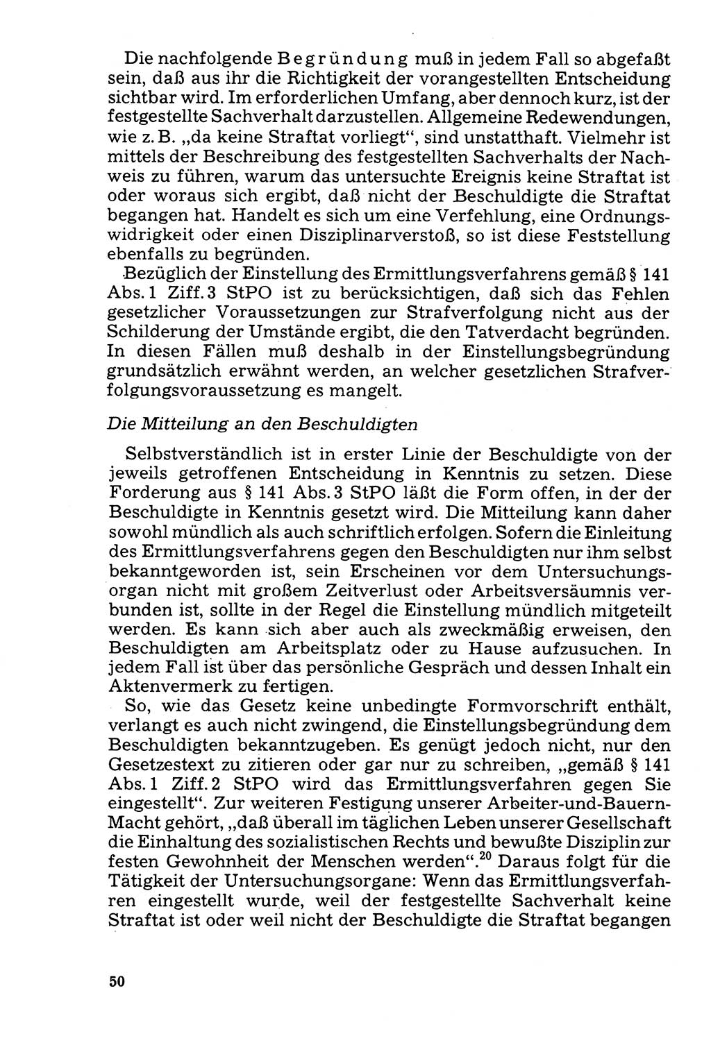 Der Abschluß des Ermittlungsverfahrens [Deutsche Demokratische Republik (DDR)] 1978, Seite 50 (Abschl. EV DDR 1978, S. 50)