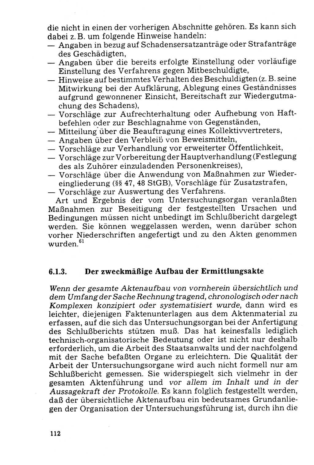 Der Abschluß des Ermittlungsverfahrens [Deutsche Demokratische Republik (DDR)] 1978, Seite 112 (Abschl. EV DDR 1978, S. 112)