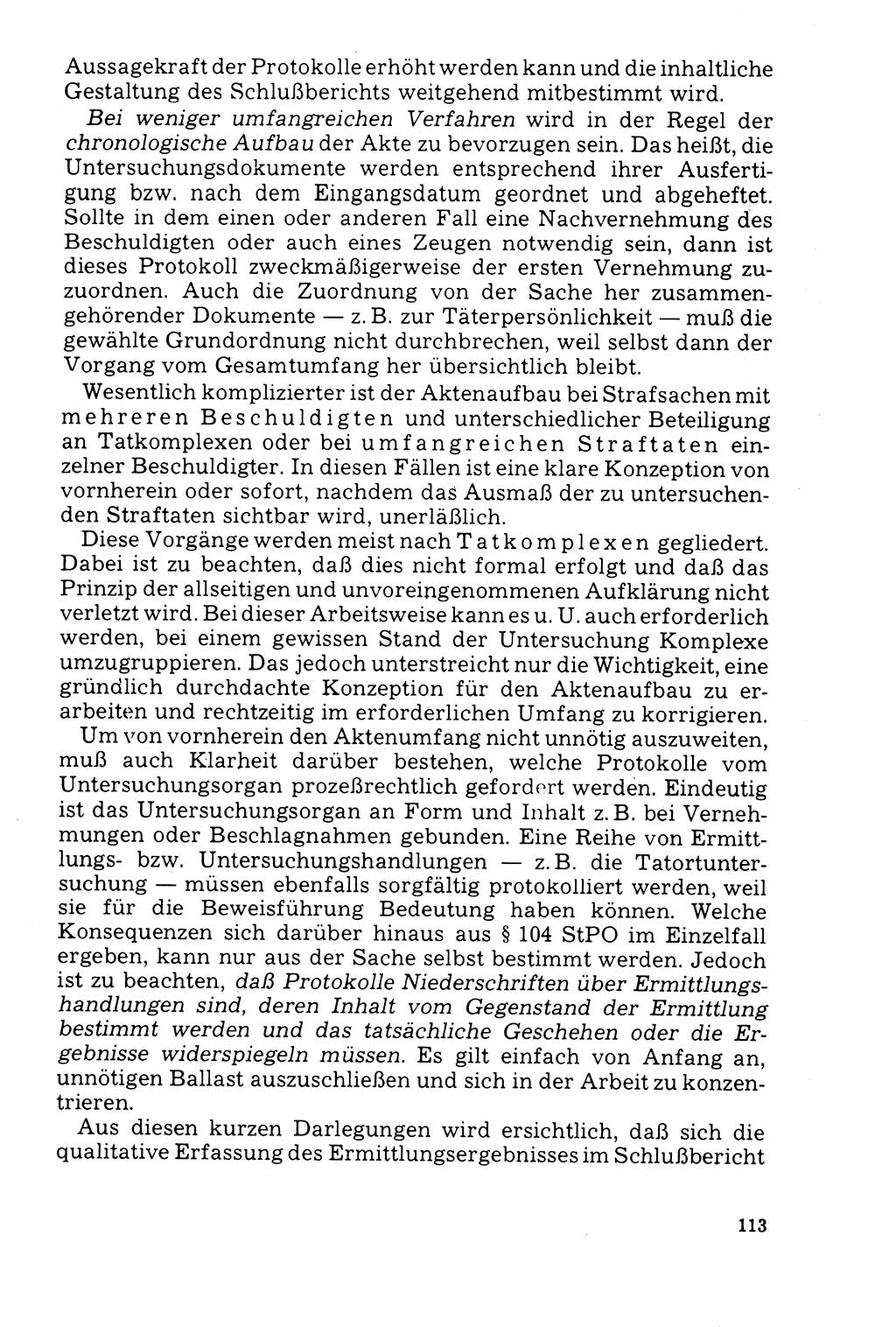Der Abschluß des Ermittlungsverfahrens [Deutsche Demokratische Republik (DDR)] 1978, Seite 113 (Abschl. EV DDR 1978, S. 113)