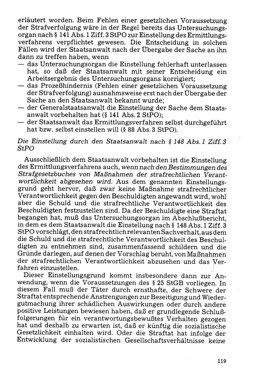 Der Abschluß des Ermittlungsverfahrens [Deutsche Demokratische Republik (DDR)] 1978, Seite 119 (Abschl. EV DDR 1978, S. 119)