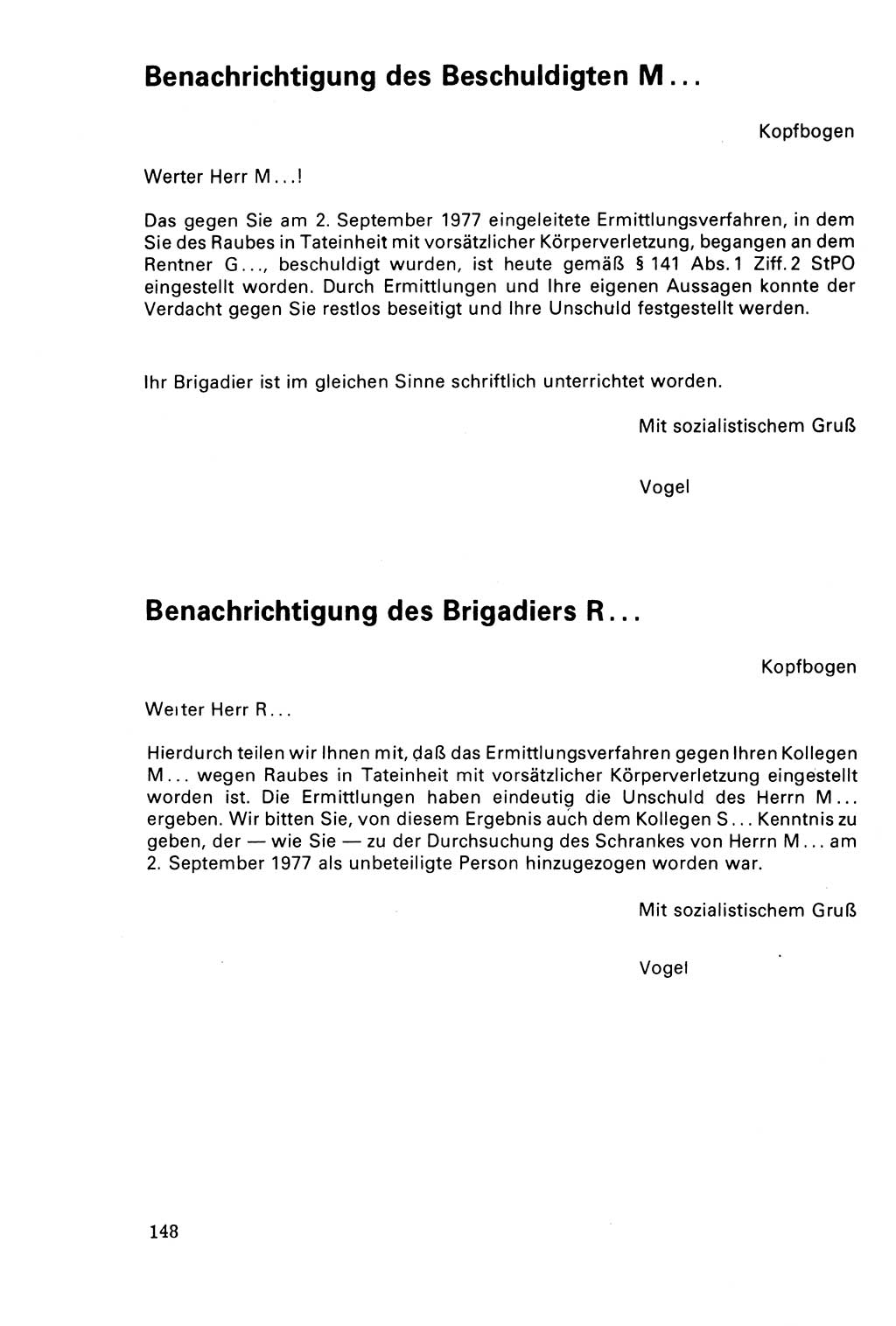 Der Abschluß des Ermittlungsverfahrens [Deutsche Demokratische Republik (DDR)] 1978, Seite 148 (Abschl. EV DDR 1978, S. 148)