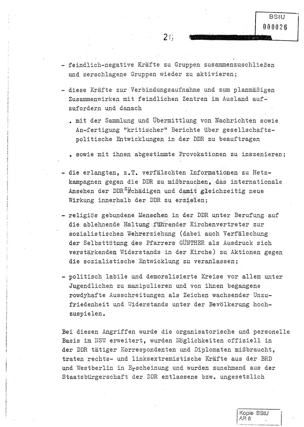 Jahresbericht der Hauptabteilung (HA) Ⅸ 1978, Analyse über die Entwicklung und die Wirksamkeit der politisch-operativen Arbeit der Linie Ⅸ im Jahre 1978, Ministerium für Staatssicherheit (MfS) der Deutschen Demokratischen Republik (DDR), Hauptabteilung Ⅸ, Berlin 1979, Seite 26 (Anal. MfS DDR HA Ⅸ /78 1979, S. 26)