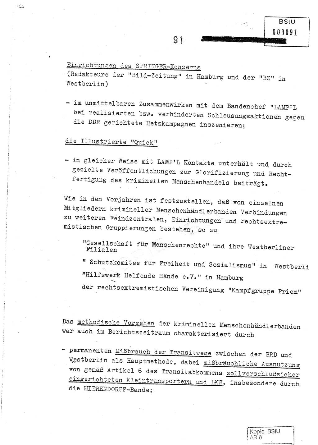 Jahresbericht der Hauptabteilung (HA) Ⅸ 1978, Analyse über die Entwicklung und die Wirksamkeit der politisch-operativen Arbeit der Linie Ⅸ im Jahre 1978, Ministerium für Staatssicherheit (MfS) der Deutschen Demokratischen Republik (DDR), Hauptabteilung Ⅸ, Berlin 1979, Seite 91 (Anal. MfS DDR HA Ⅸ /78 1979, S. 91)