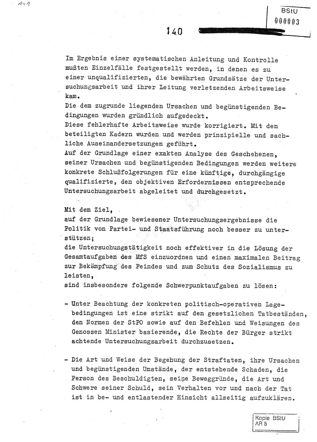 Jahresbericht der Hauptabteilung (HA) Ⅸ 1978, Analyse über die Entwicklung und die Wirksamkeit der politisch-operativen Arbeit der Linie Ⅸ im Jahre 1978, Ministerium für Staatssicherheit (MfS) der Deutschen Demokratischen Republik (DDR), Hauptabteilung Ⅸ, Berlin 1979, Seite 140 (Anal. MfS DDR HA Ⅸ /78 1979, S. 140)