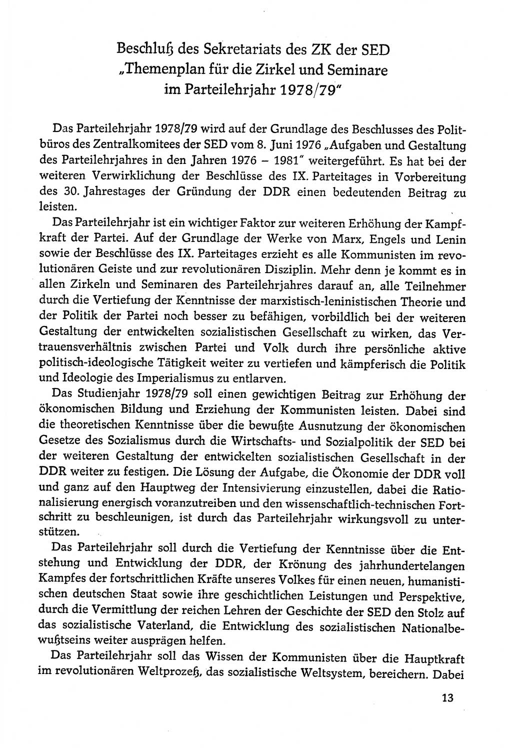 Dokumente der Sozialistischen Einheitspartei Deutschlands (SED) [Deutsche Demokratische Republik (DDR)] 1978-1979, Seite 13 (Dok. SED DDR 1978-1979, S. 13)