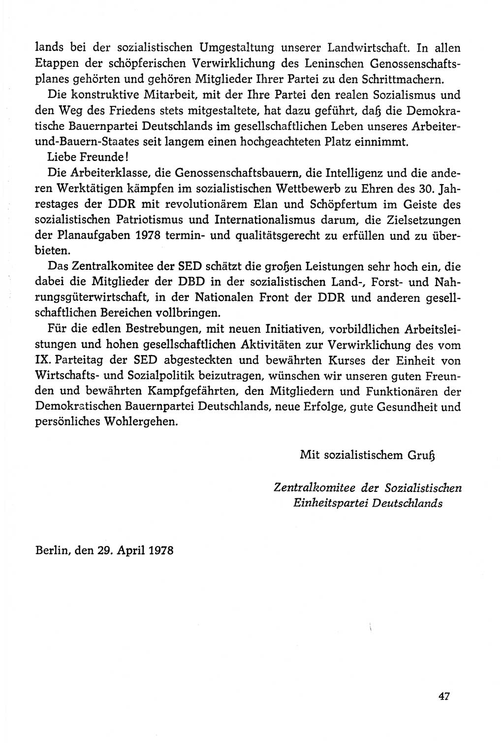 Dokumente der Sozialistischen Einheitspartei Deutschlands (SED) [Deutsche Demokratische Republik (DDR)] 1978-1979, Seite 47 (Dok. SED DDR 1978-1979, S. 47)