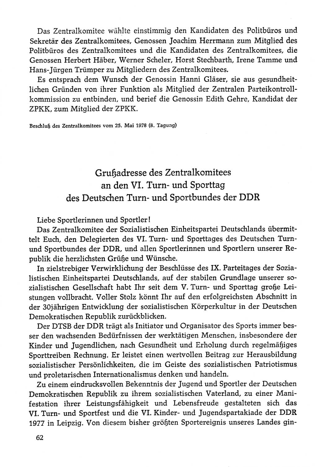 Dokumente der Sozialistischen Einheitspartei Deutschlands (SED) [Deutsche Demokratische Republik (DDR)] 1978-1979, Seite 62 (Dok. SED DDR 1978-1979, S. 62)