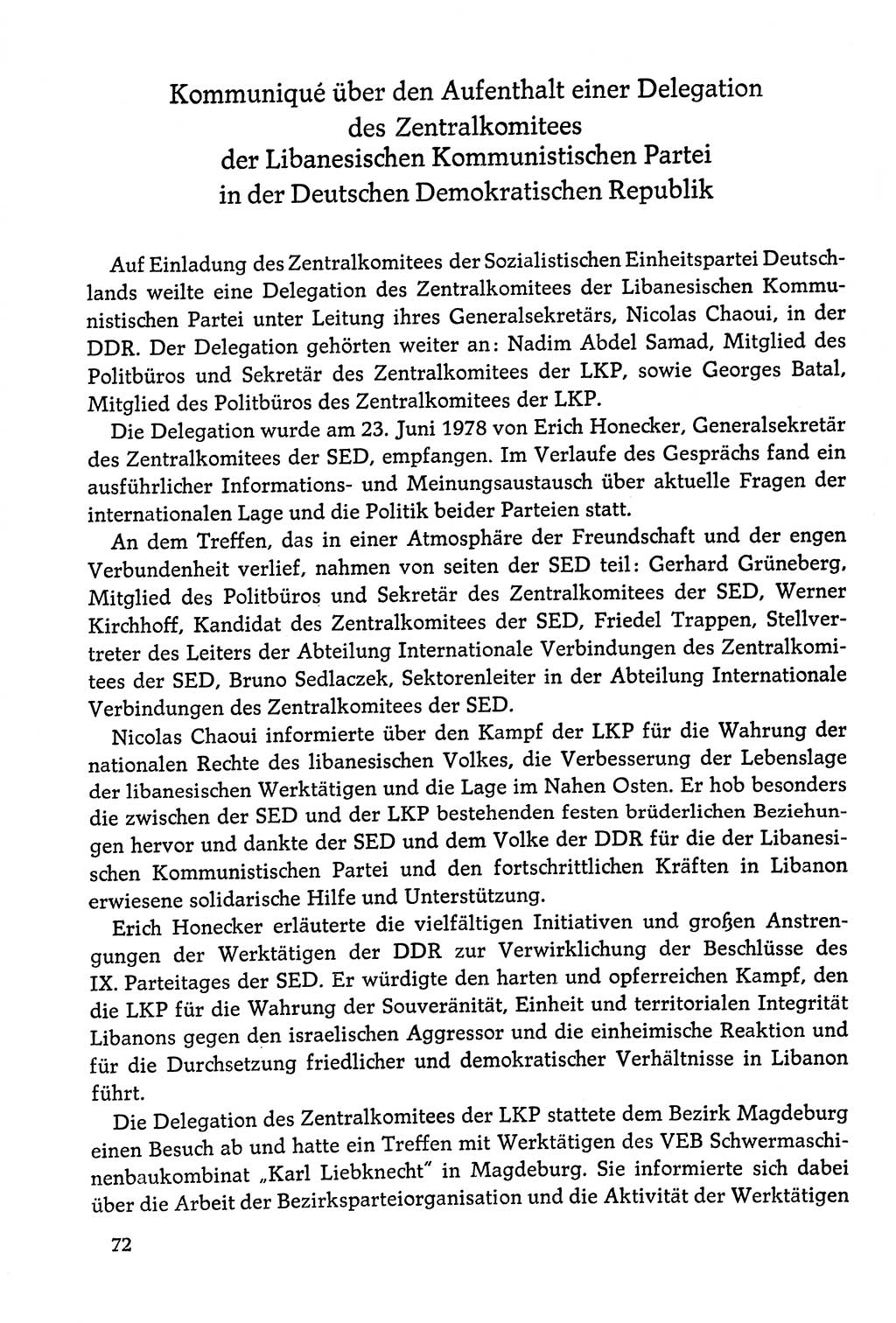 Dokumente der Sozialistischen Einheitspartei Deutschlands (SED) [Deutsche Demokratische Republik (DDR)] 1978-1979, Seite 72 (Dok. SED DDR 1978-1979, S. 72)