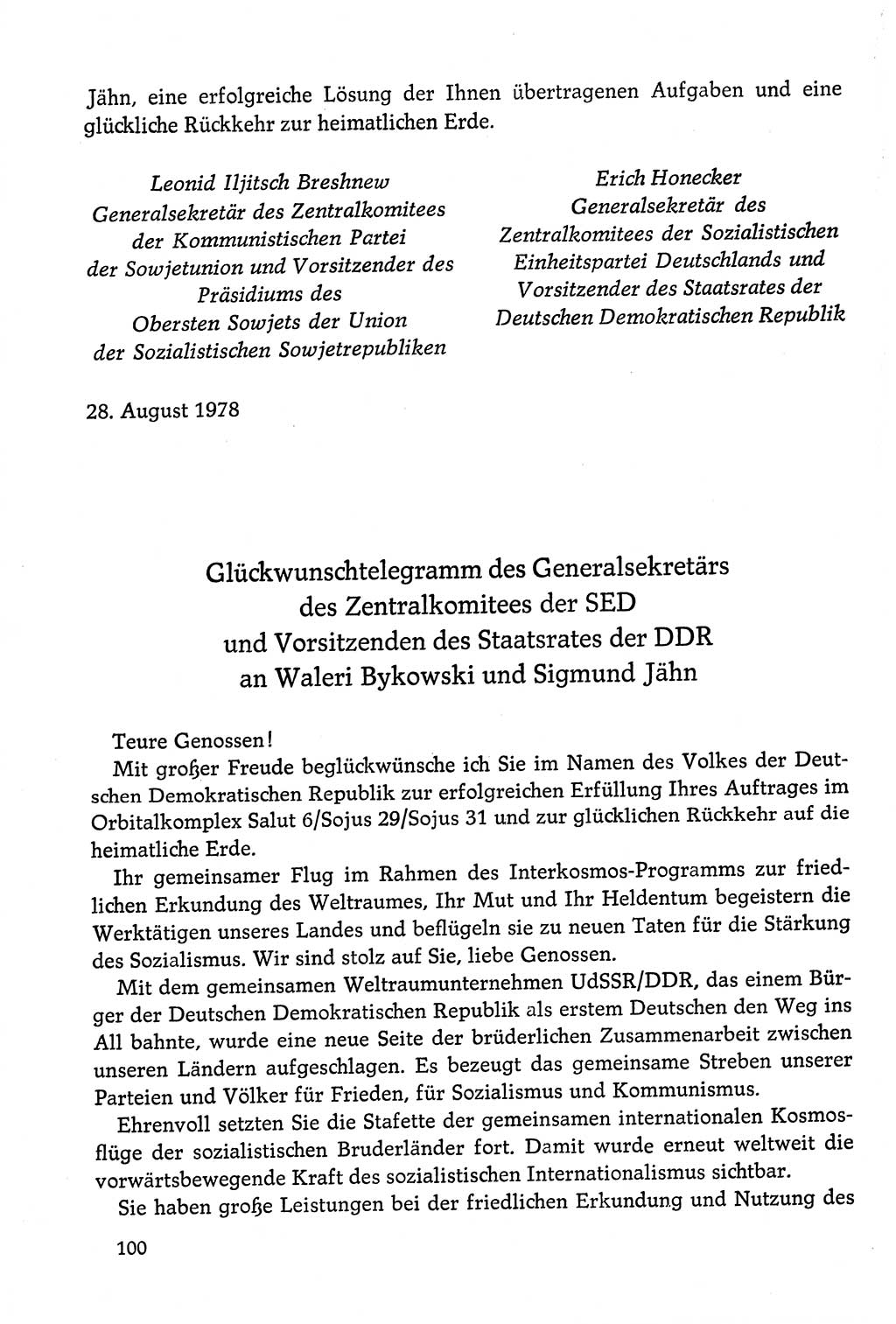 Dokumente der Sozialistischen Einheitspartei Deutschlands (SED) [Deutsche Demokratische Republik (DDR)] 1978-1979, Seite 100 (Dok. SED DDR 1978-1979, S. 100)