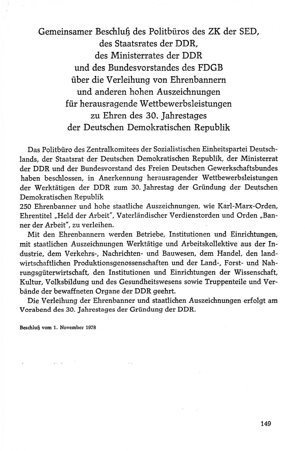Dokumente der Sozialistischen Einheitspartei Deutschlands (SED) [Deutsche Demokratische Republik (DDR)] 1978-1979, Seite 149 (Dok. SED DDR 1978-1979, S. 149)
