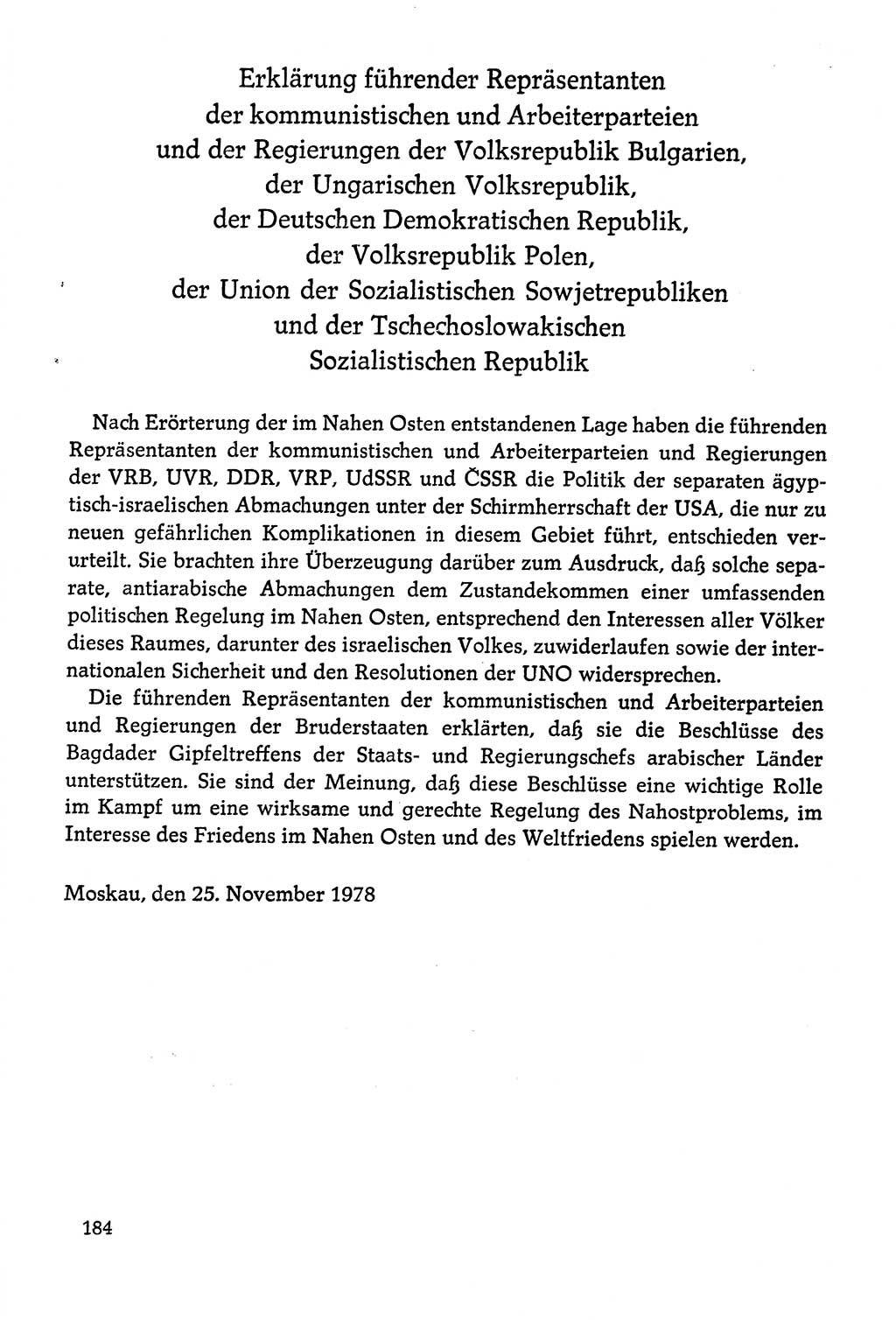 Dokumente der Sozialistischen Einheitspartei Deutschlands (SED) [Deutsche Demokratische Republik (DDR)] 1978-1979, Seite 184 (Dok. SED DDR 1978-1979, S. 184)