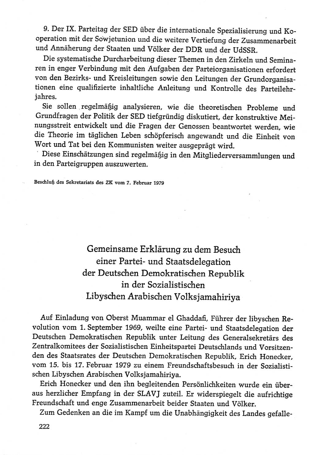 Dokumente der Sozialistischen Einheitspartei Deutschlands (SED) [Deutsche Demokratische Republik (DDR)] 1978-1979, Seite 222 (Dok. SED DDR 1978-1979, S. 222)