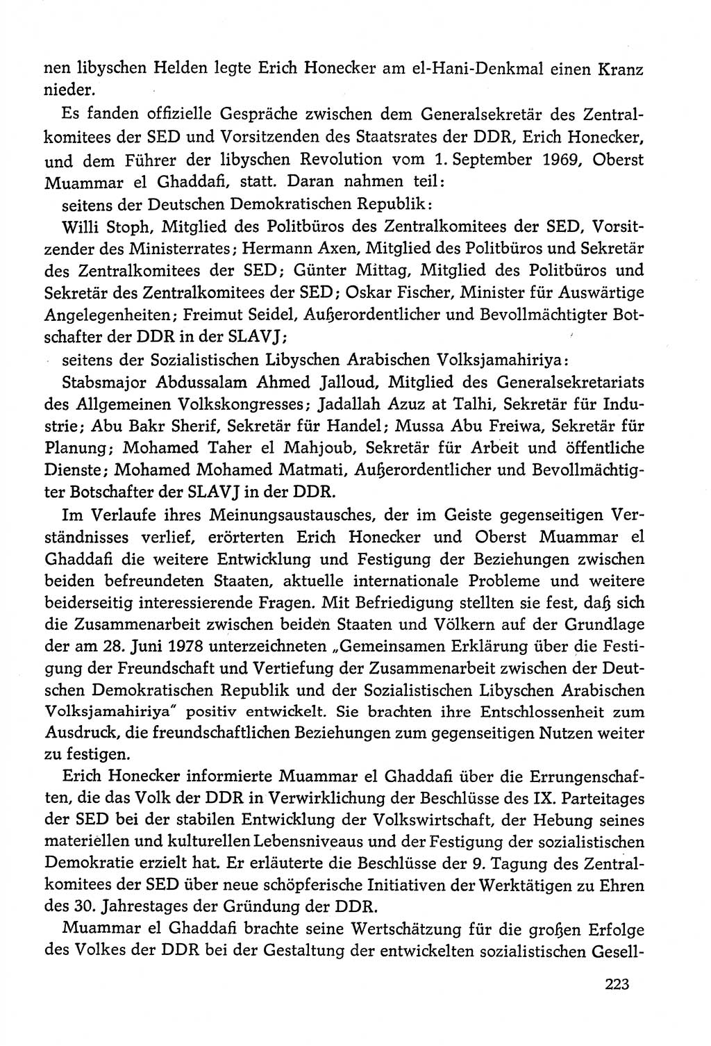 Dokumente der Sozialistischen Einheitspartei Deutschlands (SED) [Deutsche Demokratische Republik (DDR)] 1978-1979, Seite 223 (Dok. SED DDR 1978-1979, S. 223)