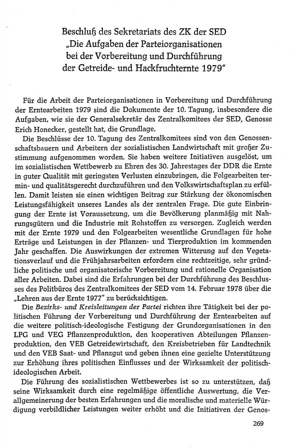 Dokumente der Sozialistischen Einheitspartei Deutschlands (SED) [Deutsche Demokratische Republik (DDR)] 1978-1979, Seite 269 (Dok. SED DDR 1978-1979, S. 269)