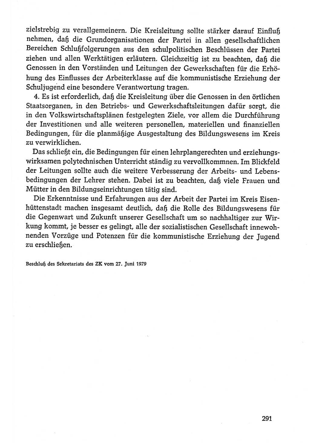 Dokumente der Sozialistischen Einheitspartei Deutschlands (SED) [Deutsche Demokratische Republik (DDR)] 1978-1979, Seite 291 (Dok. SED DDR 1978-1979, S. 291)