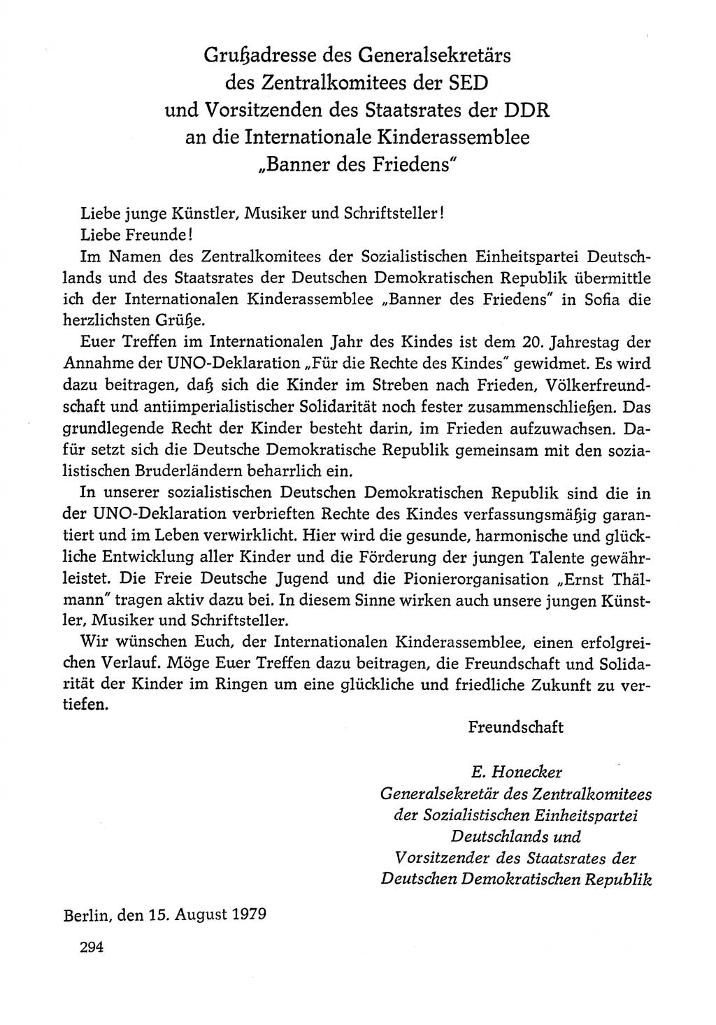 Dokumente der Sozialistischen Einheitspartei Deutschlands (SED) [Deutsche Demokratische Republik (DDR)] 1978-1979, Seite 294 (Dok. SED DDR 1978-1979, S. 294)