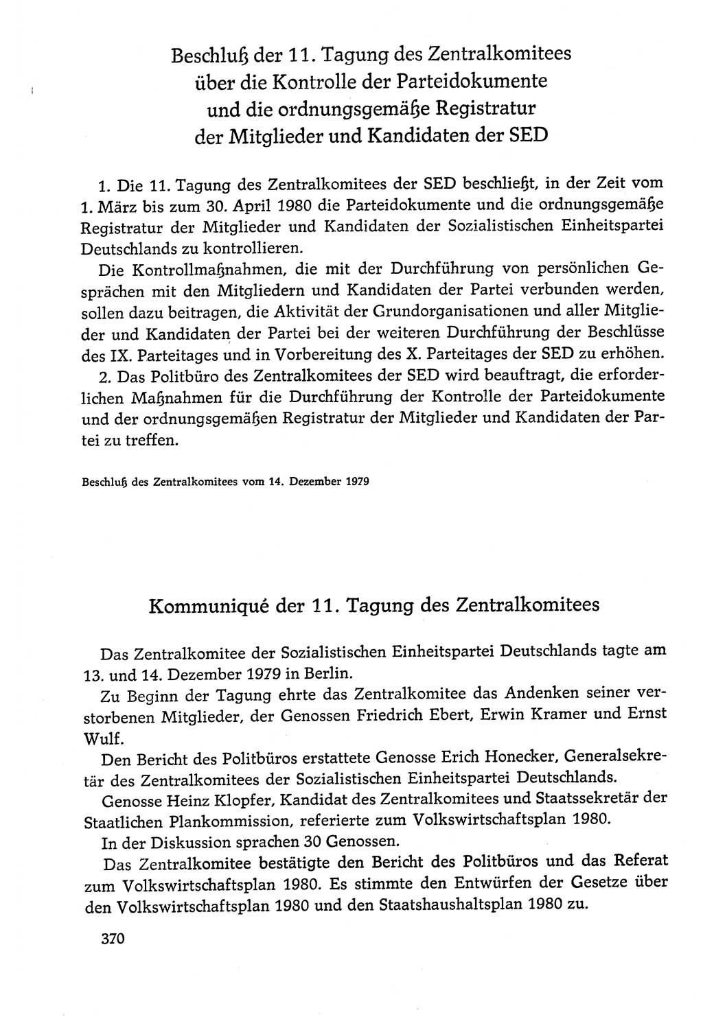 Dokumente der Sozialistischen Einheitspartei Deutschlands (SED) [Deutsche Demokratische Republik (DDR)] 1978-1979, Seite 370 (Dok. SED DDR 1978-1979, S. 370)