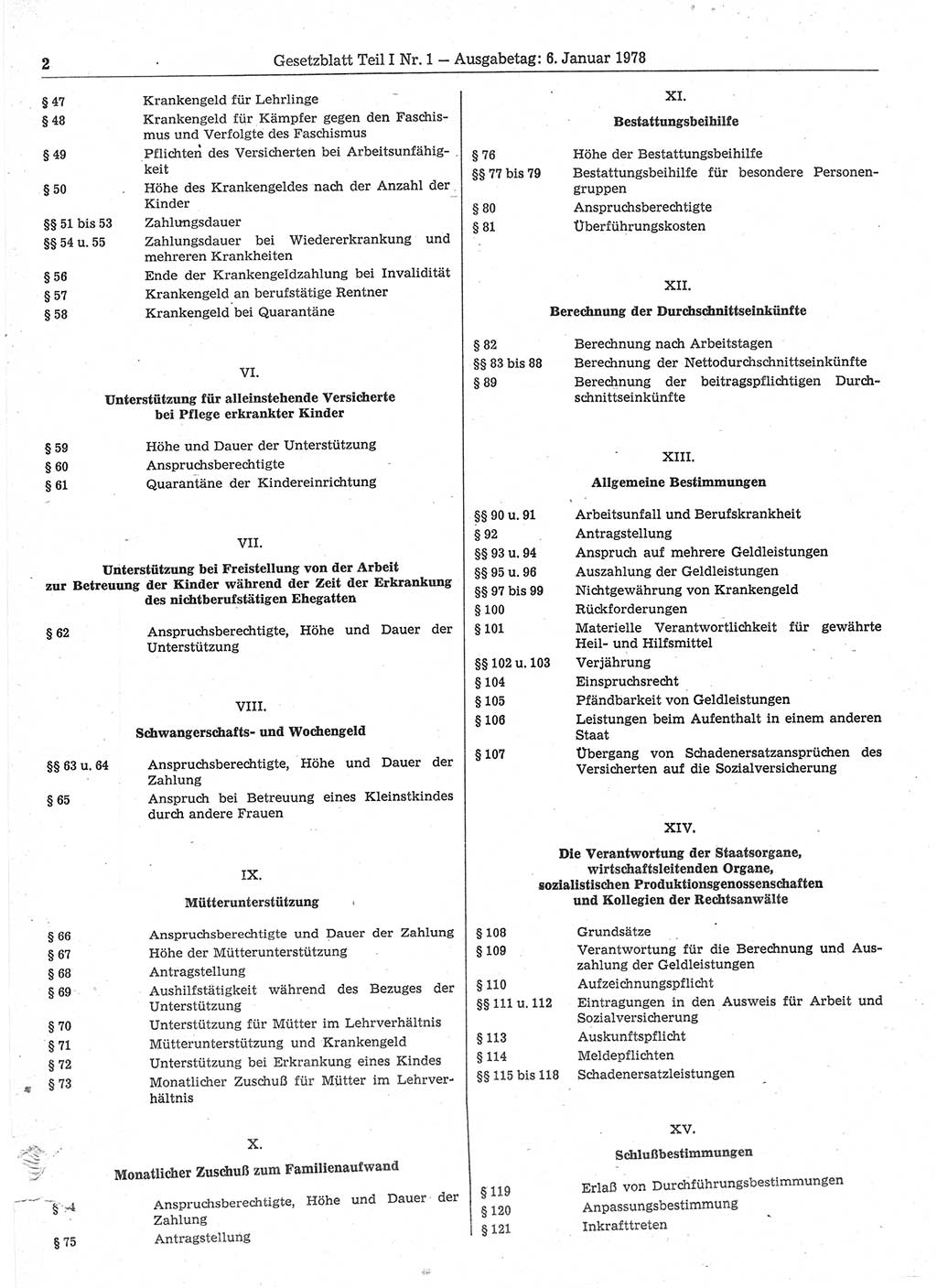 Gesetzblatt (GBl.) der Deutschen Demokratischen Republik (DDR) Teil Ⅰ 1978, Seite 2 (GBl. DDR Ⅰ 1978, S. 2)