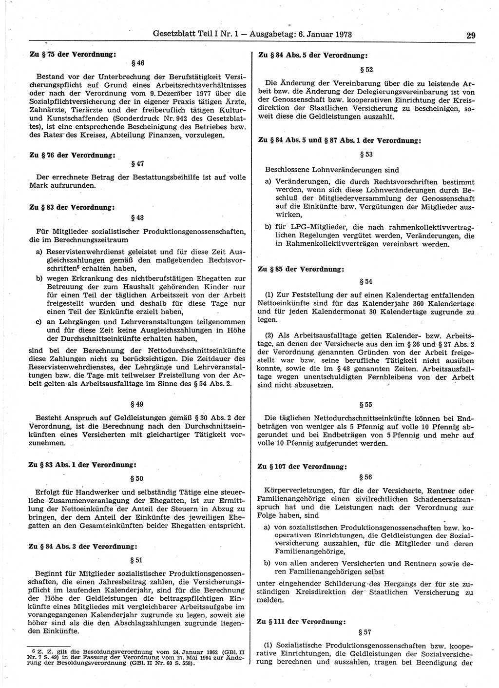 Gesetzblatt (GBl.) der Deutschen Demokratischen Republik (DDR) Teil Ⅰ 1978, Seite 29 (GBl. DDR Ⅰ 1978, S. 29)