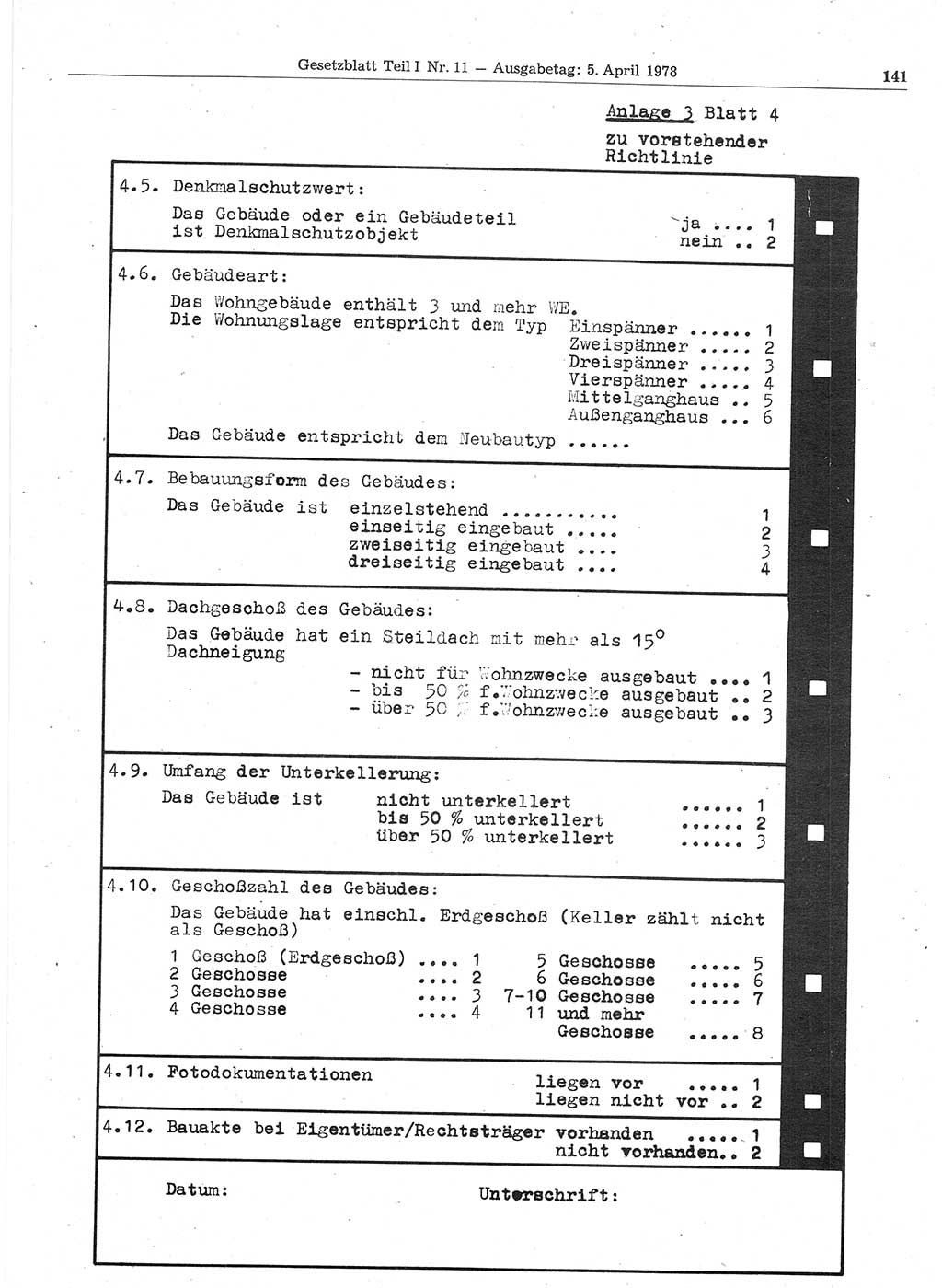Gesetzblatt (GBl.) der Deutschen Demokratischen Republik (DDR) Teil Ⅰ 1978, Seite 141 (GBl. DDR Ⅰ 1978, S. 141)