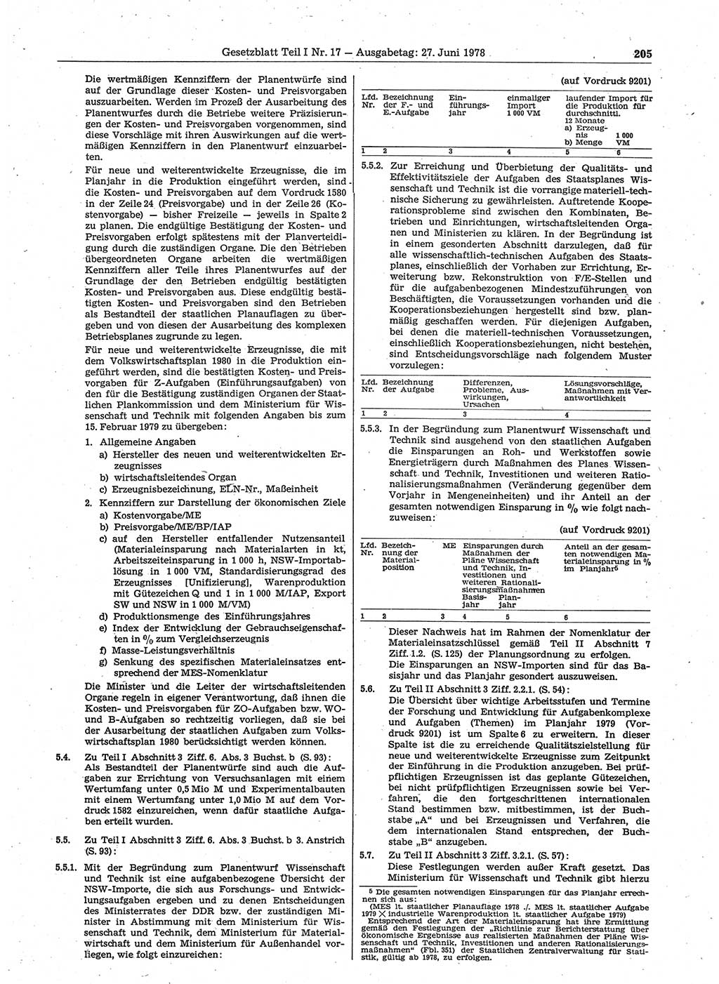 Gesetzblatt (GBl.) der Deutschen Demokratischen Republik (DDR) Teil Ⅰ 1978, Seite 205 (GBl. DDR Ⅰ 1978, S. 205)