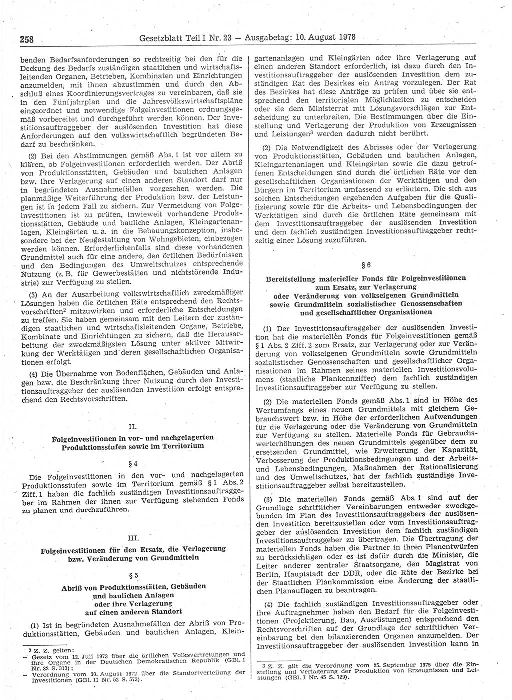 Gesetzblatt (GBl.) der Deutschen Demokratischen Republik (DDR) Teil Ⅰ 1978, Seite 258 (GBl. DDR Ⅰ 1978, S. 258)