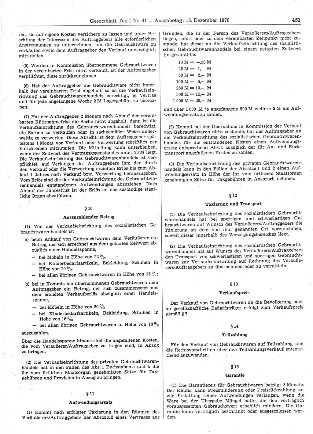 Gesetzblatt (GBl.) der Deutschen Demokratischen Republik (DDR) Teil Ⅰ 1978, Seite 451 (GBl. DDR Ⅰ 1978, S. 451)