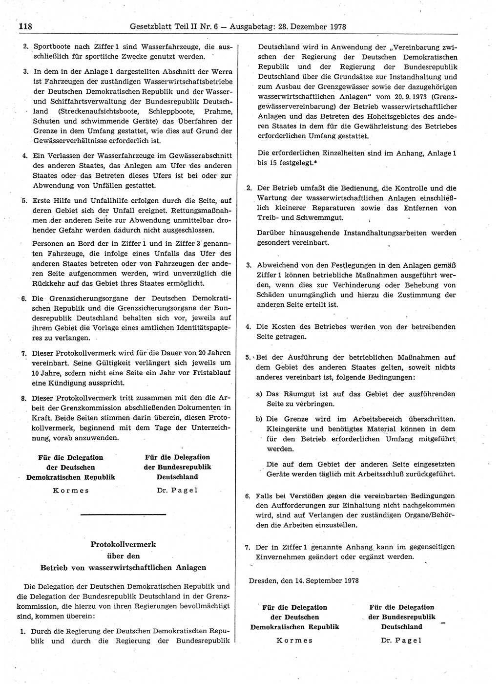 Gesetzblatt (GBl.) der Deutschen Demokratischen Republik (DDR) Teil ⅠⅠ 1978, Seite 118 (GBl. DDR ⅠⅠ 1978, S. 118)