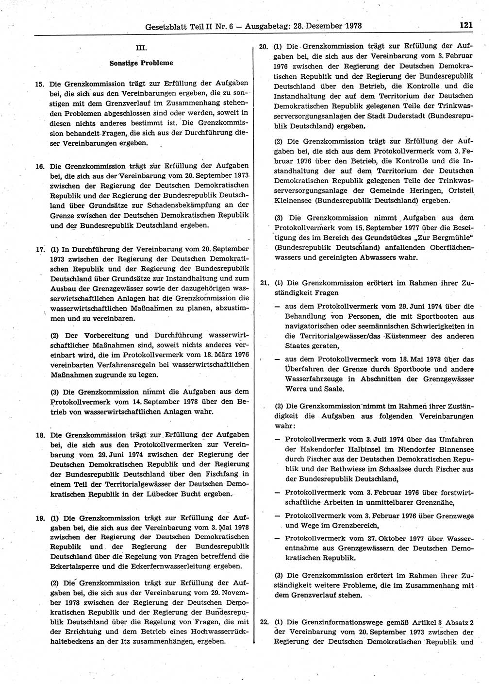 Gesetzblatt (GBl.) der Deutschen Demokratischen Republik (DDR) Teil ⅠⅠ 1978, Seite 121 (GBl. DDR ⅠⅠ 1978, S. 121)