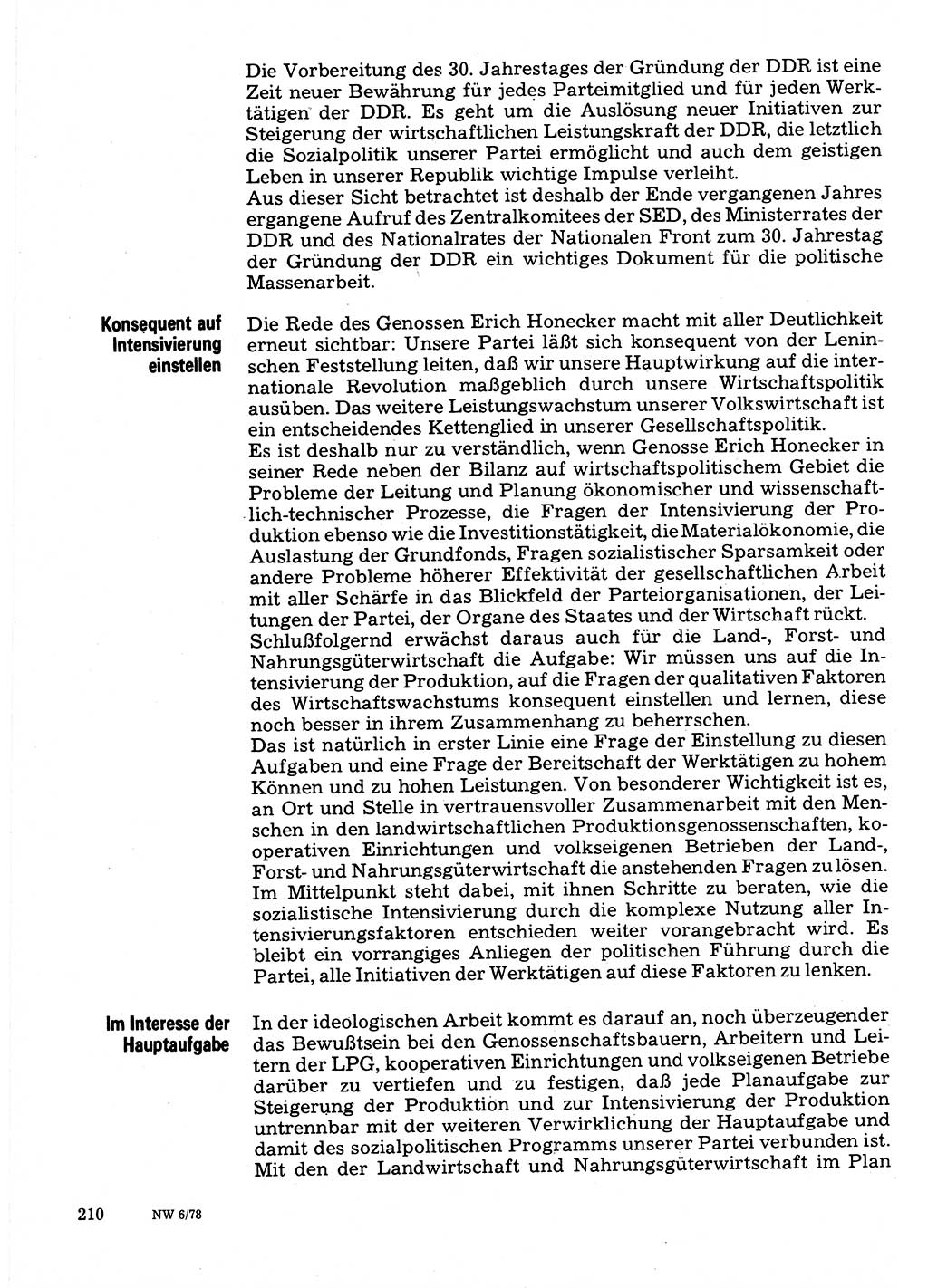 Neuer Weg (NW), Organ des Zentralkomitees (ZK) der SED (Sozialistische Einheitspartei Deutschlands) für Fragen des Parteilebens, 33. Jahrgang [Deutsche Demokratische Republik (DDR)] 1978, Seite 210 (NW ZK SED DDR 1978, S. 210)